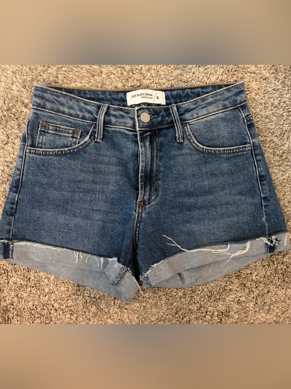 Just Black Washed Blue Denim Cuffed Shorts